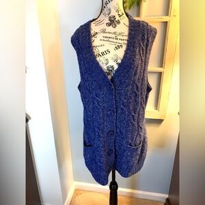 Women’s Classic L.L. Bean Royal Blue Button Sweater Vest Sz XL